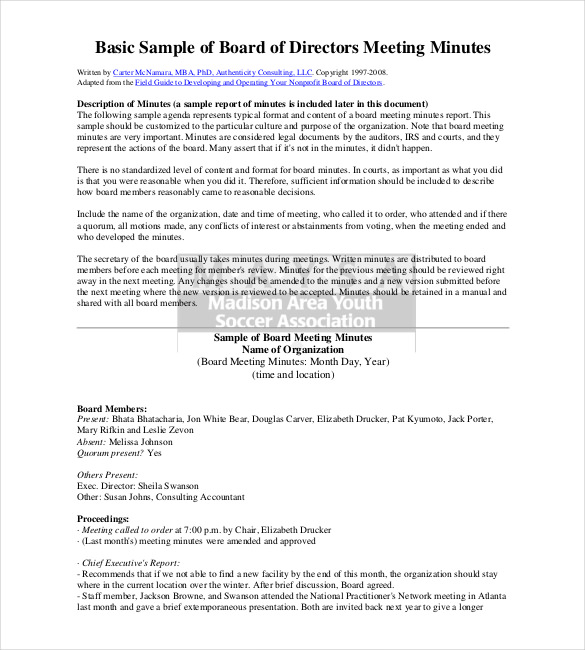 Sample of corporate minutes pdf